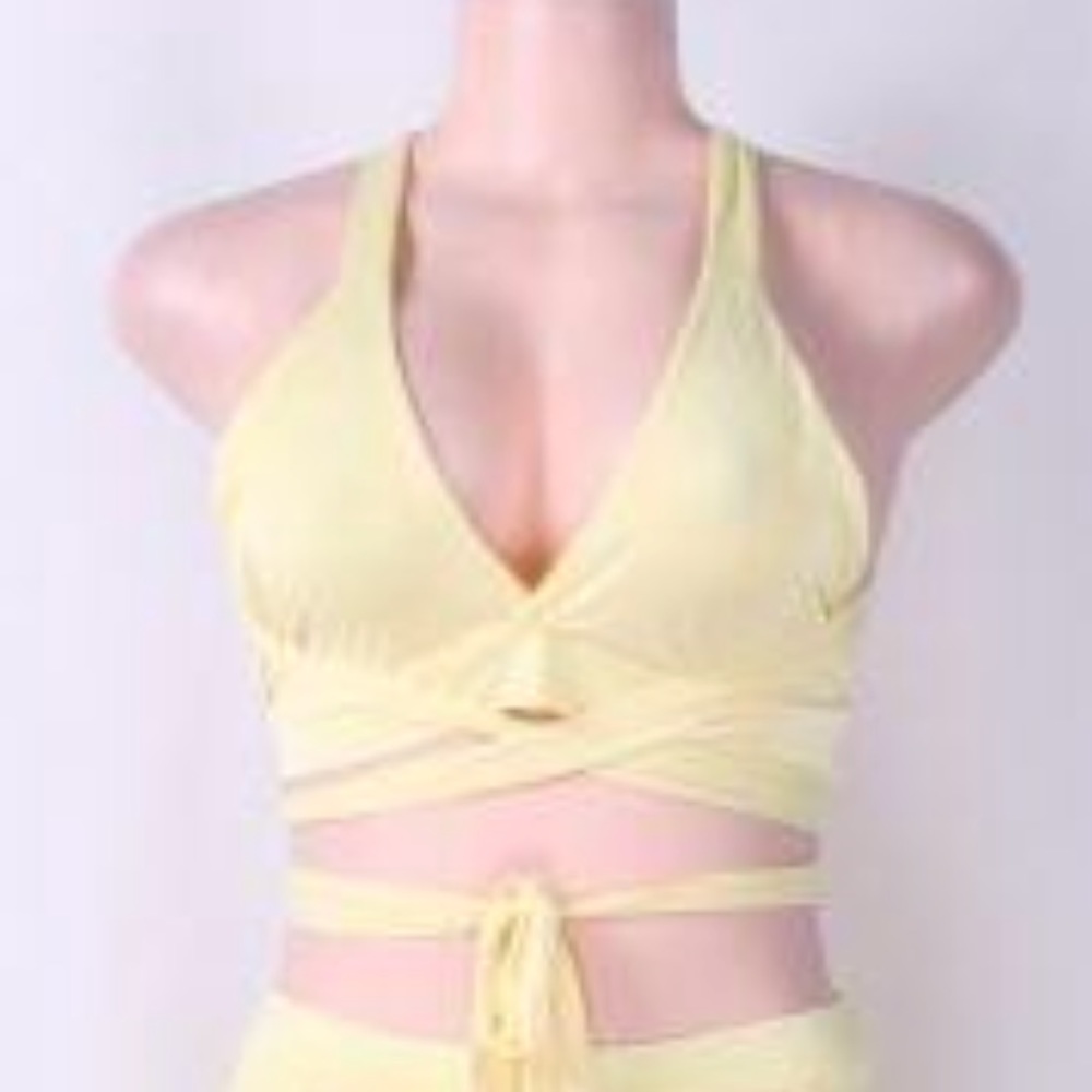 NWT yellow wrap around top size S